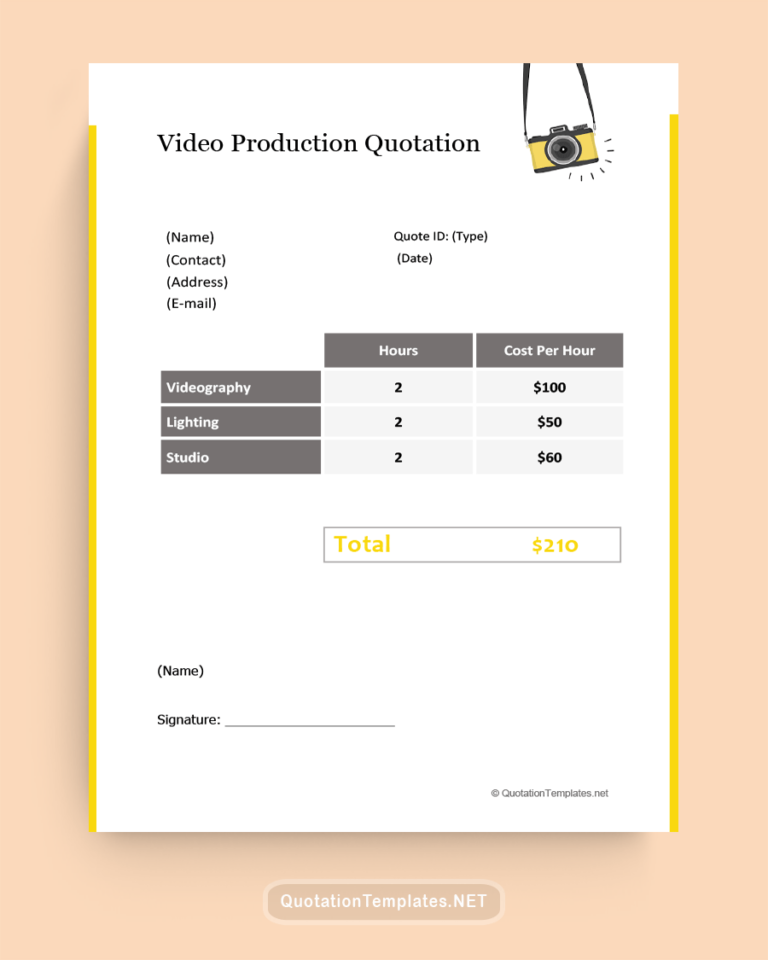 Video Production Quote Template Quote Templates