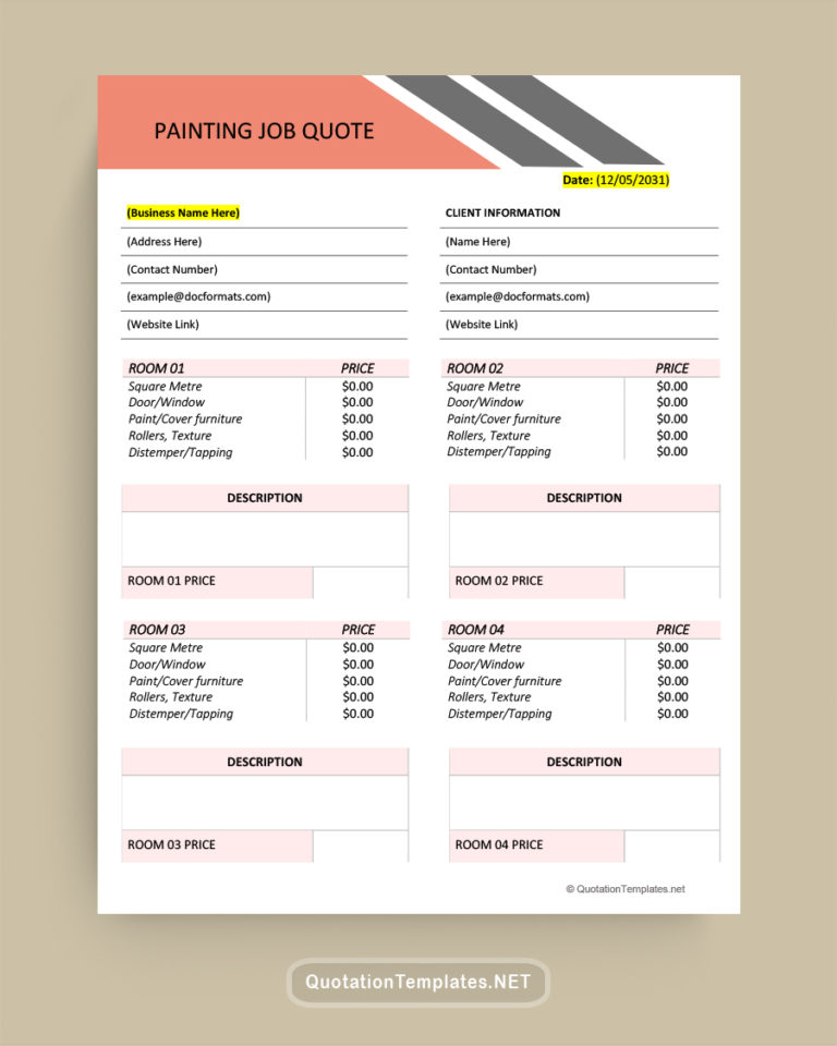 10  Painting Job Quote Templates (Free Download)