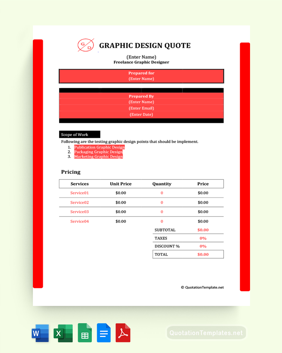 Free Graphic Design Quote Templates - Word | Excel | PDF | Google Docs ...