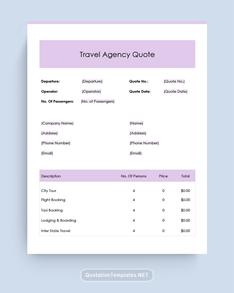 20  Free Travel Agent Quote Templates