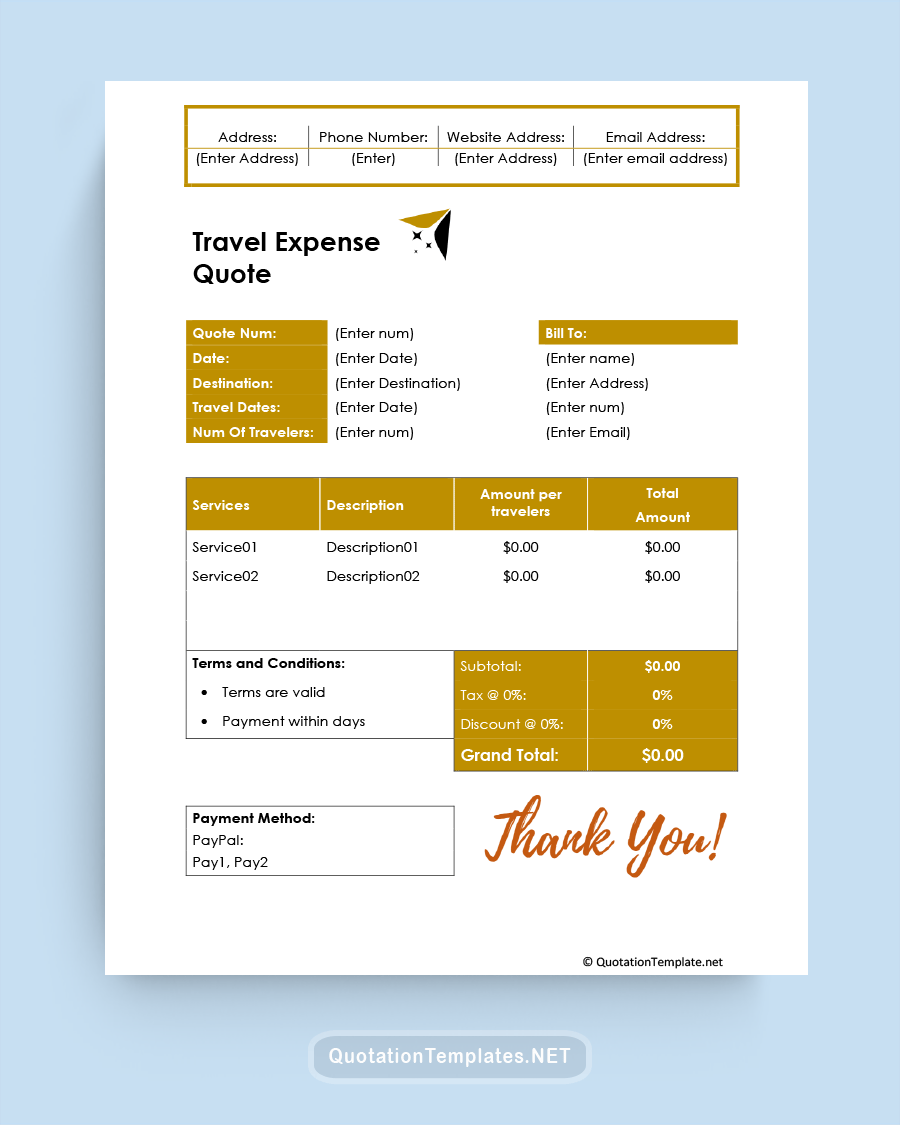 Travel Expense Quote Template 220917 BRN 